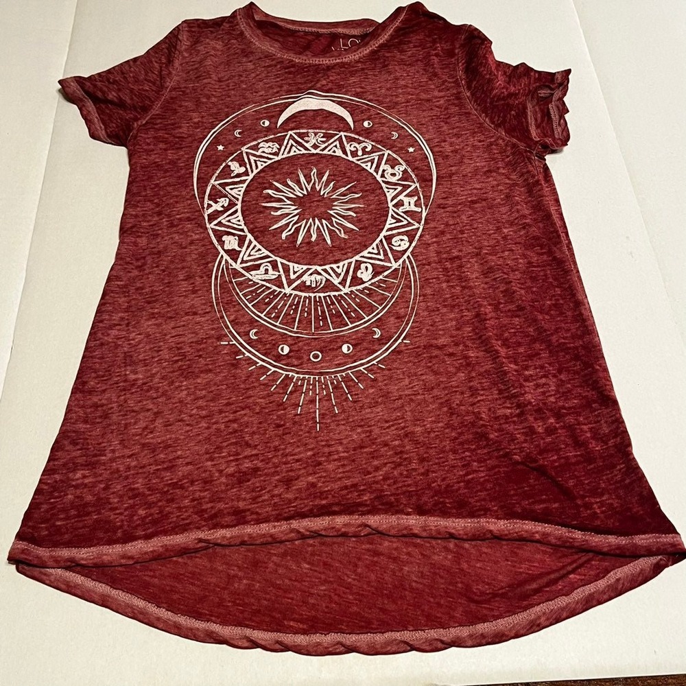 LOL VINTAGE semi sheer burnout t-shirt large L Boho Moon Cycle Sun Zodiac High L